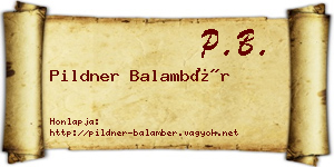 Pildner Balambér névjegykártya